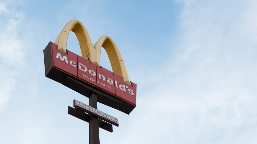 worm's eye view of McDonald's signage